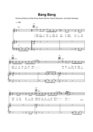 Jessie J, Ariana Grande and Nicki Minaj Bang Bang score for Piano