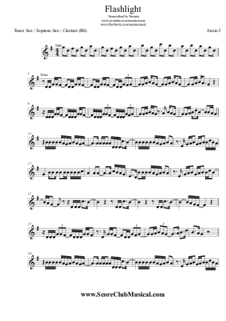Jessie J. Flashlight score for Tenor Saxophone Soprano (Bb)