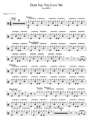 Jin (BTS) Don´t Say You Love Me score for Drums