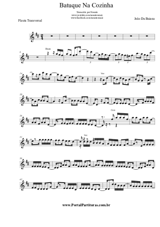 João Da Baiana Batuque Na Cozinha score for Flute