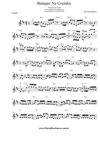 João Da Baiana Batuque Na Cozinha score for Keyboard