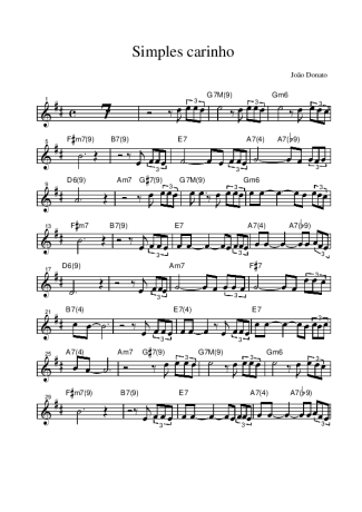João Donato Simples Carinho score for Alto Saxophone