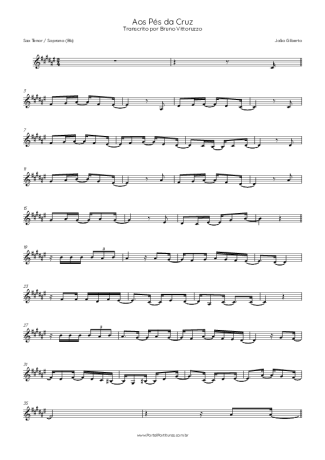 João Gilberto Aos Pés Da Cruz score for Tenor Saxophone Soprano (Bb)