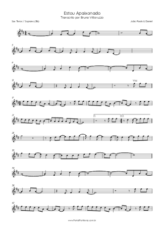 João Paulo & Daniel Estou Apaixonado score for Tenor Saxophone Soprano (Bb)