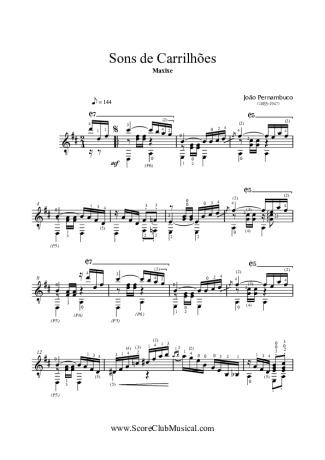 João Pernambuco Sons de Carrilhões (Maxixe) score for Acoustic Guitar