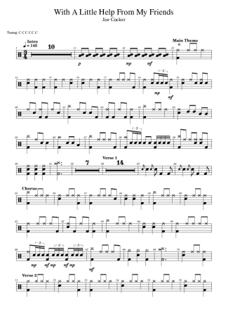 Joe Cocker With A Little Help From My Friends score for Drums