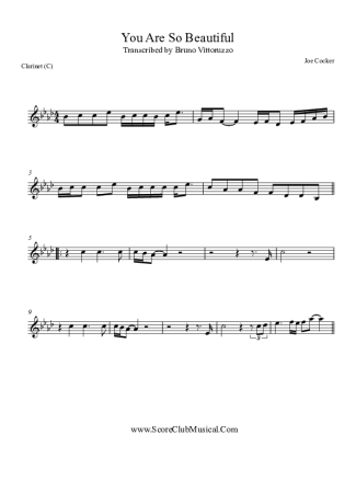 Joe Cocker You Are So Beautiful score for Clarinet (C)