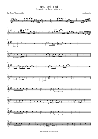 Joe Esposito Lady Lady Lady score for Tenor Saxophone Soprano (Bb)