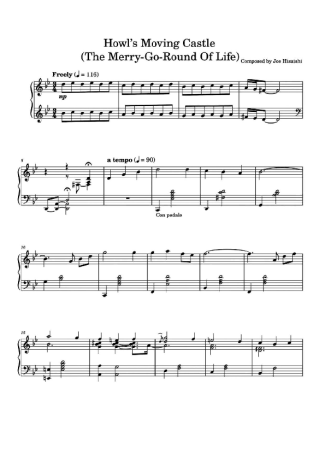 Joe Hisaishi Howl´s Moving Castle score for Piano