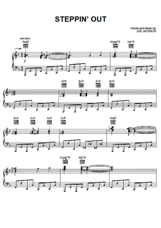 Joe Jackson Steppin  Out score for Piano