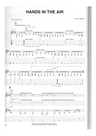 Joe Satriani Hands In The Air score for Guitar