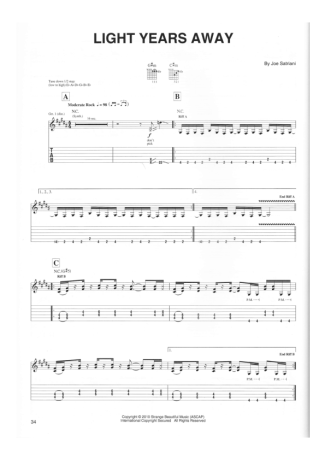 Joe Satriani Light Years Away score for Guitar
