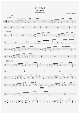 Joe Satriani Rubina score for Drums