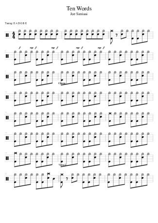 Joe Satriani Ten Words score for Drums