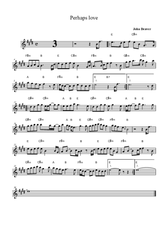 John Denver e Placido Domingo Perhaps Love score for Tenor Saxophone Soprano (Bb)