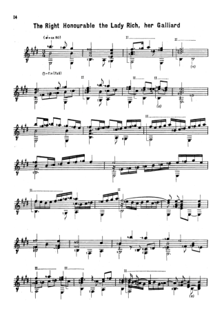 John Dowland The Right Honourable The Lady Rich Her Galliard score for Acoustic Guitar