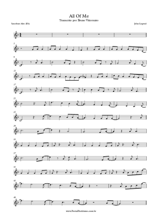 John Legend All Of Me score for Alto Saxophone