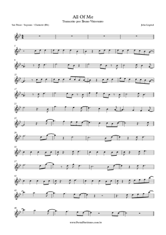 John Legend All Of Me score for Clarinet (Bb)