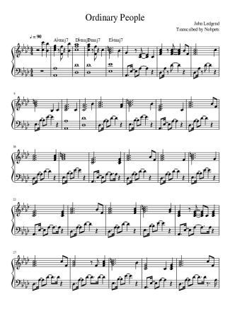 John Legend Ordinary People (Ab) score for Piano