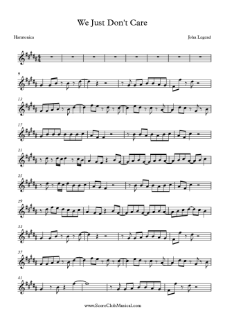 John Legend We Just Don´t Care score for Harmonica