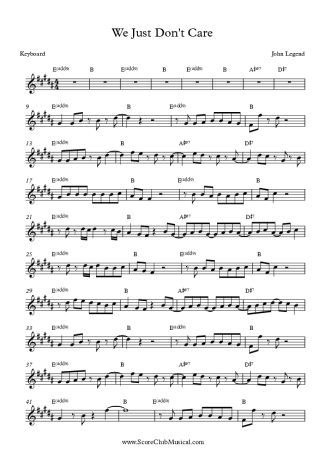 John Legend We Just Don´t Care score for Keyboard