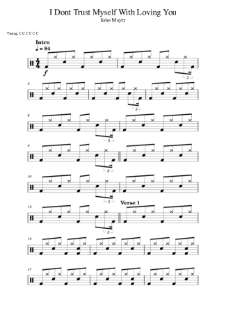 John Mayer I Don´t Trust Myself With Loving You score for Drums