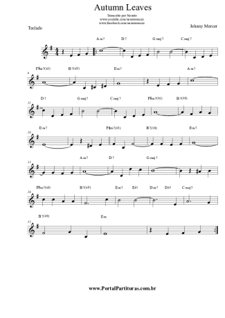 Johnny Mercer Autumn Leaves  score for Keyboard