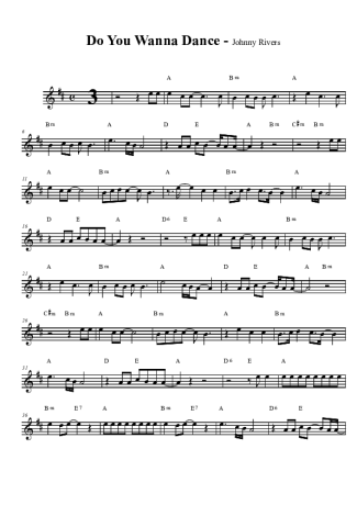 Johnny Rivers Do You Wanna Dance score for Clarinet (Bb)