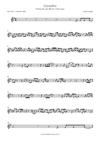 Jorge Aragão Conselho score for Tenor Saxophone Soprano (Bb)