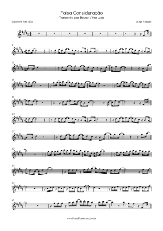 Jorge Aragão Falsa Consideração score for Alto Saxophone