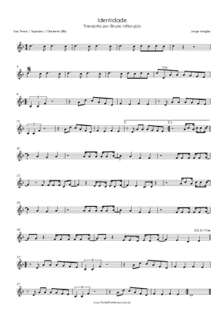 Jorge Aragão Identidade score for Tenor Saxophone Soprano (Bb)