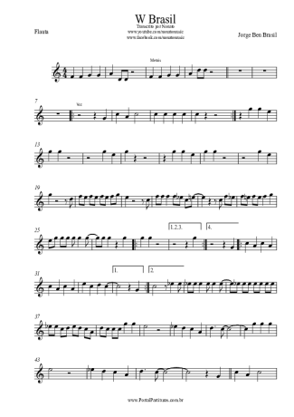 Jorge Ben Jor W Brasil score for Flute