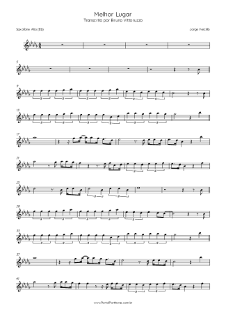 Jorge Vercillo Melhor Lugar score for Alto Saxophone