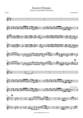 Jorge Vercillo Sensível Demais score for Flute