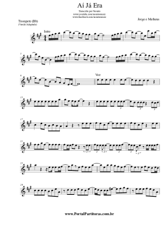 Jorge e Mateus Aí Já Era score for Trumpet