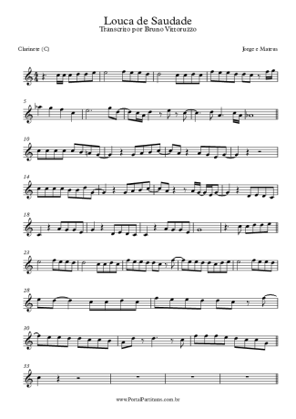 Jorge e Mateus Louca De Saudade score for Clarinet (C)