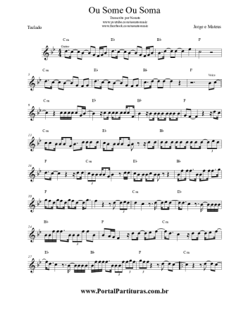 Jorge e Mateus Ou Some Ou Soma score for Keyboard