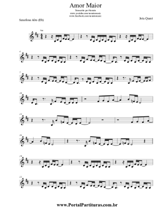 Jota Quest Amor Maior score for Alto Saxophone