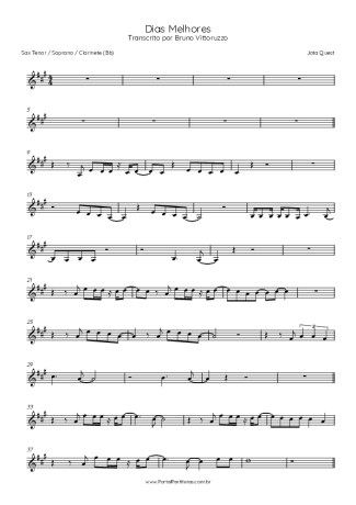 Jota Quest Dias Melhores score for Clarinet (Bb)