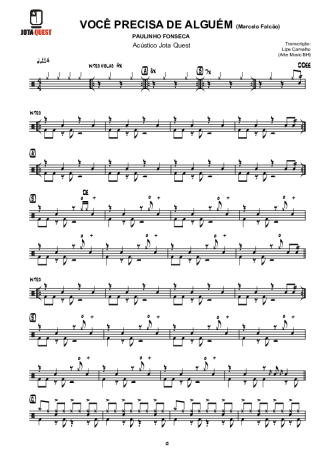 Jota Quest Você Precisa de Alguém score for Drums