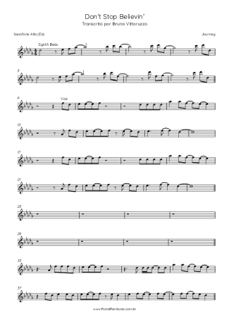 Journey Don´t Stop Believin´ score for Alto Saxophone