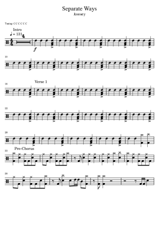Journey Separate Ways score for Drums