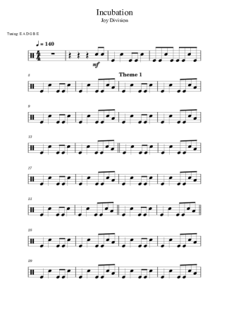 Joy Division Incubation score for Drums
