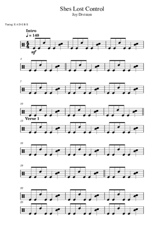 Joy Division She´s Lost Control score for Drums