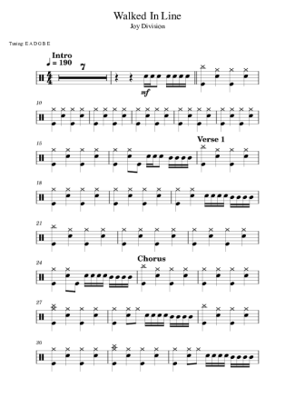 Joy Division Walked In Line score for Drums
