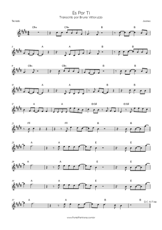 Juanes Es Por Ti score for Keyboard
