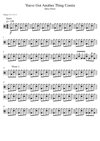 Judas Priest You_ve Got Another Thing Comin score for Drums