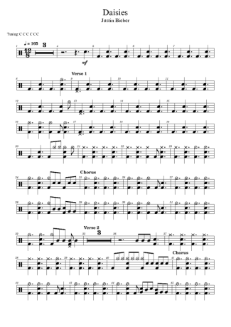 Justin Bieber Daisies score for Drums
