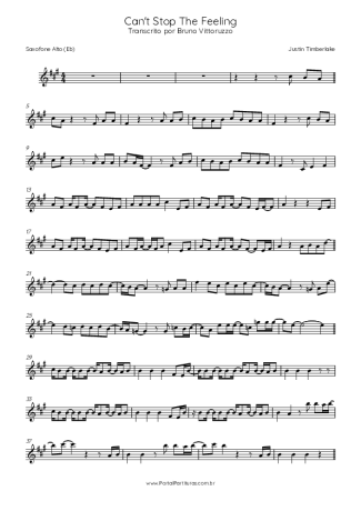 Justin Timberlake Can´t Stop The Feeling score for Alto Saxophone