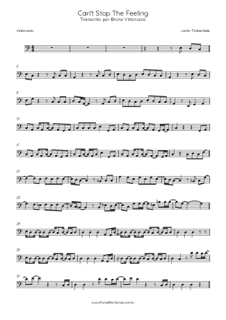 Justin Timberlake Can´t Stop The Feeling score for Cello